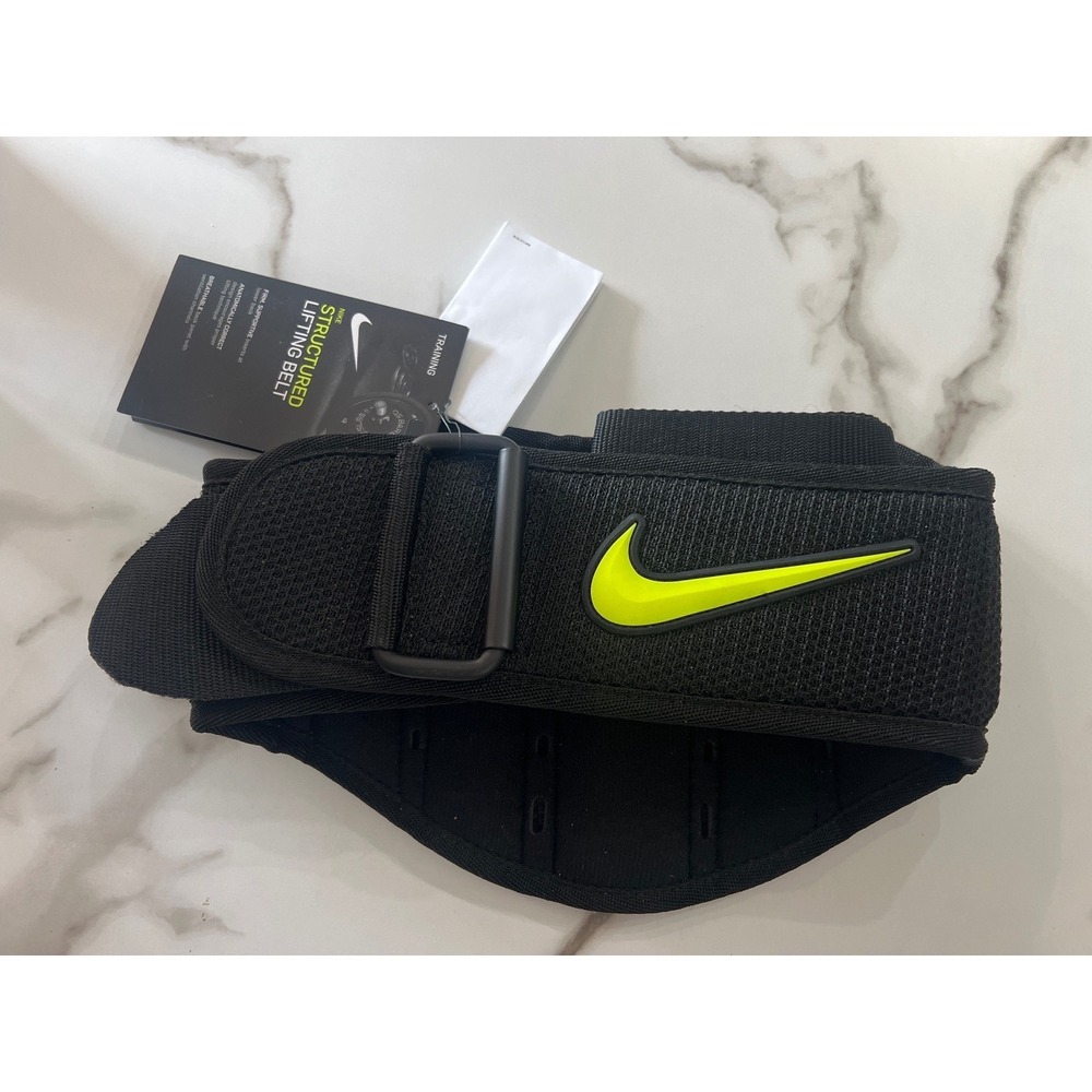 Nike Structured Training Lifting Belt Black Volt Green Large N1000595010LG